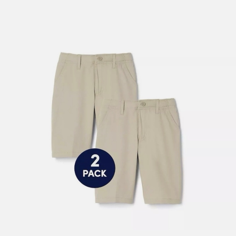 2 New French Toast Boys Perform Uniform Stretch Casual Shorts Khaki 6 Moist Wick